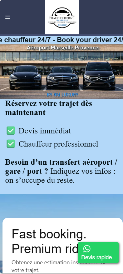Aperçu du site Chauffeur privé Marseille (gare & aéroport)