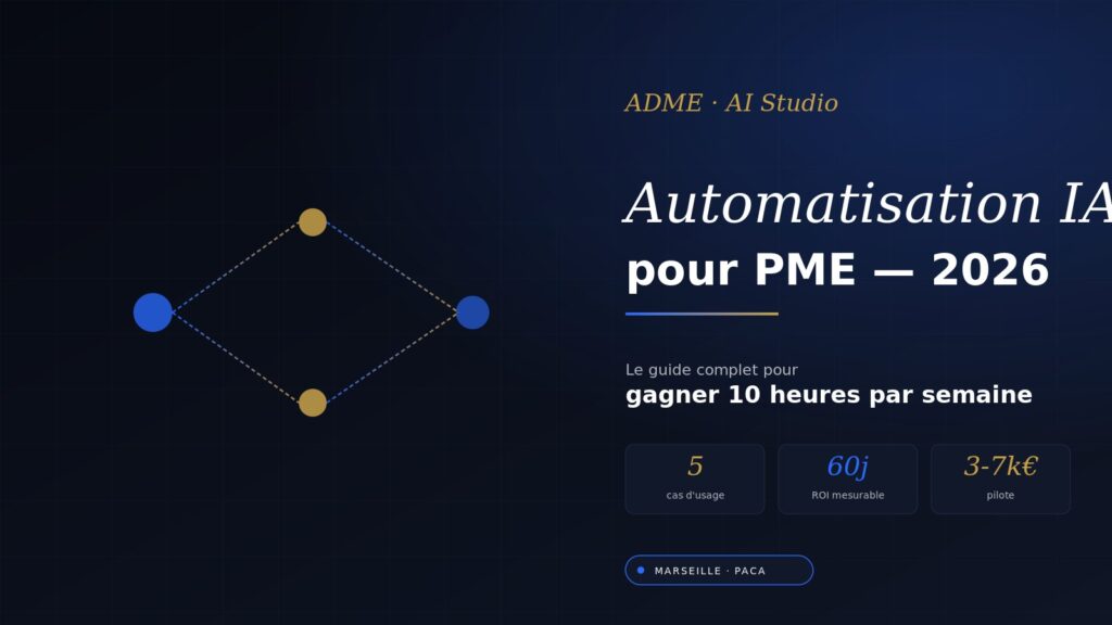 Schema editorial premium illustrant l'automatisation IA pour PME marseillaises