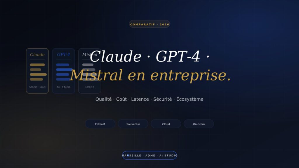 Comparatif Claude vs GPT-4 vs Mistral pour entreprise 2026