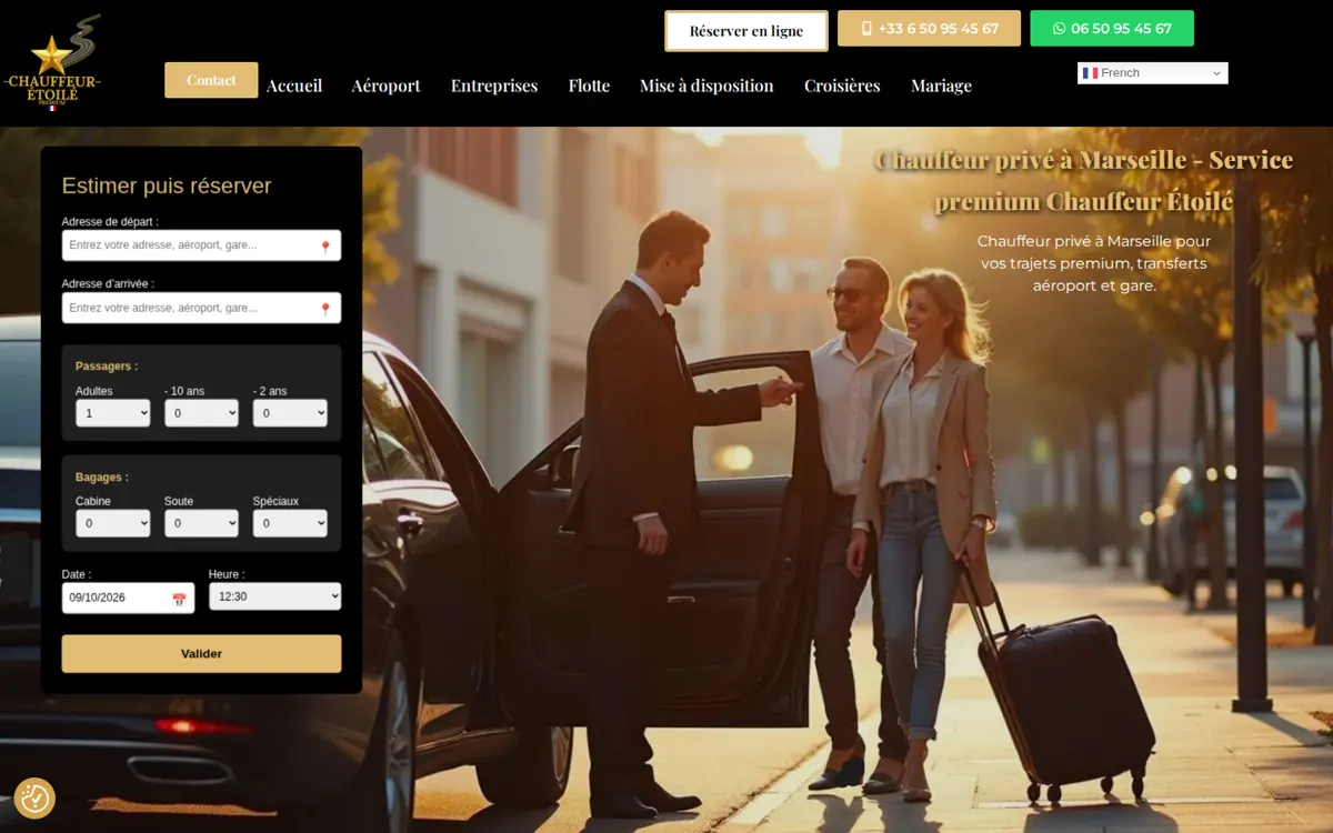 Page d’accueil du site Chauffeur Étoilé réalisé par ADME-AI Studio