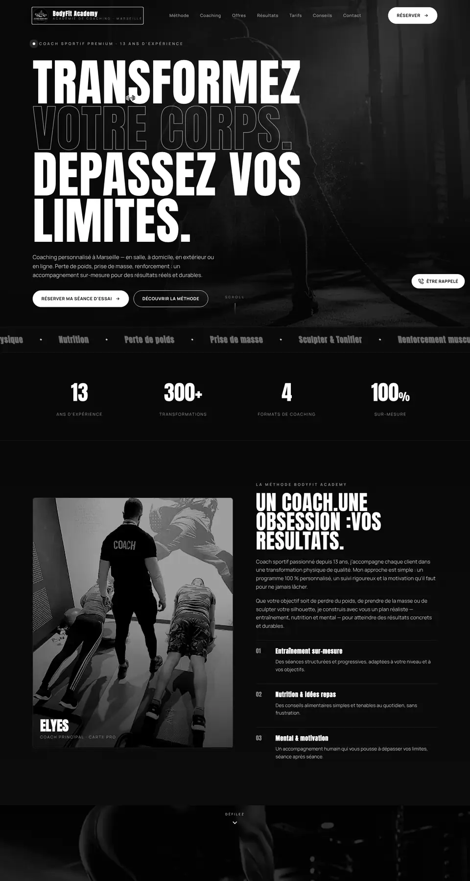 Site BodyFit Academy réalisé par ADME-AI Studio