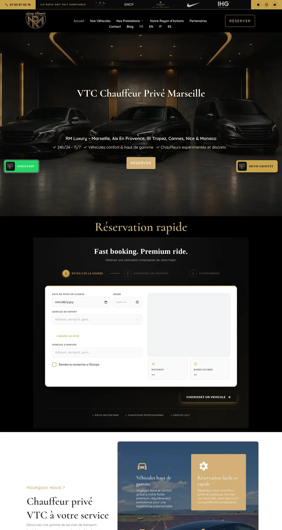 Site RM Luxury Transport réalisé par ADME-AI Studio