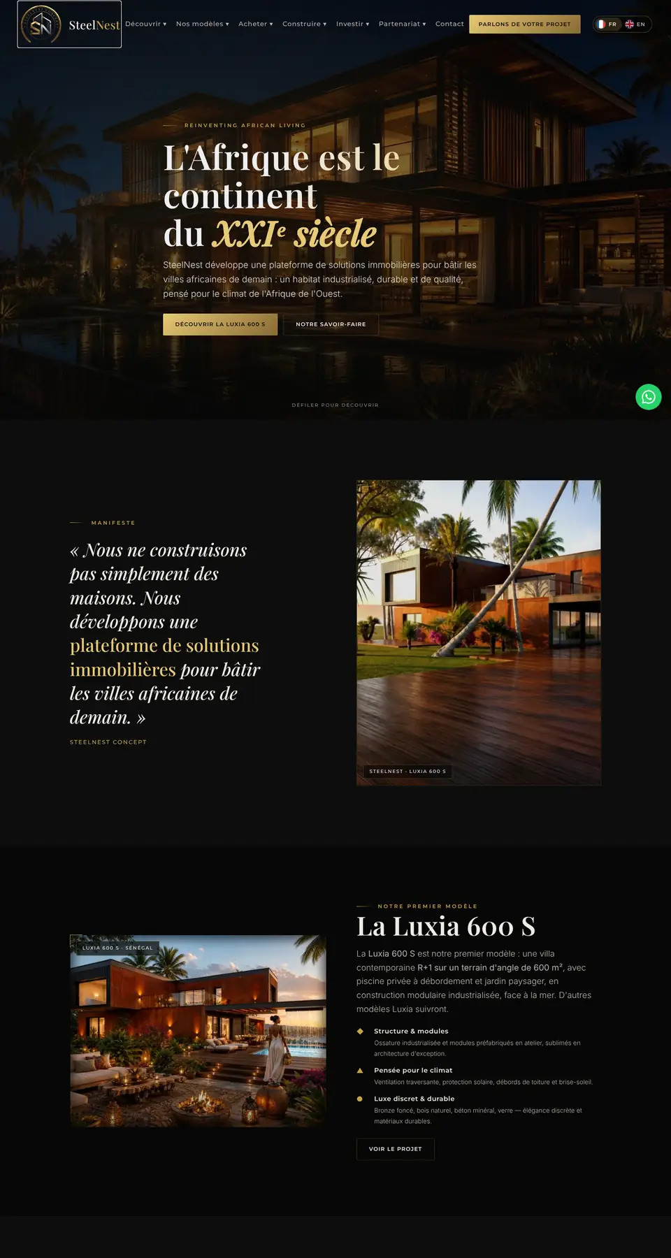 Site SteelNest Concept réalisé par ADME-AI Studio